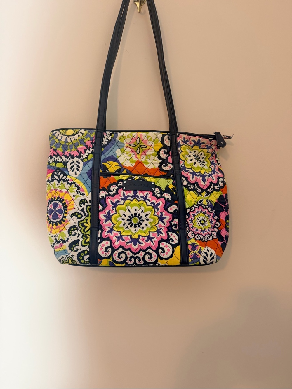 Vera Bradley Large Trimmed Tote Shoulder Bag in Retired "Rio" Pattern